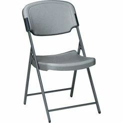 Deals 🛒 Iceberg Rough 'N Ready Folding Chairs, Plastic, Charcoal, Seat: 18 3/4"W X 21 1/2"D, Back: 18 3/4"W X 20 1/4"H ✨
