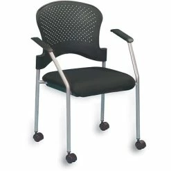 Best Sale 😀 Stacking Chairs Raynor Eurotech Fabric Seat Breeze 4 Leg Side Chair, With Caster, Grey, 2/Carton 💯