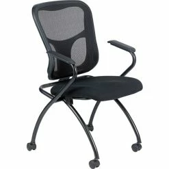 Best deal ⭐ Nesting Chairs Raynor Eurotech Fabric Seat Flip Nesting Chair, With Arm, Black, 2/Carton 🔔