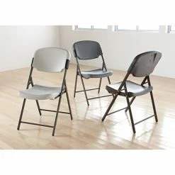 Deals 🛒 Iceberg Rough 'N Ready Folding Chairs, Plastic, Charcoal, Seat: 18 3/4"W X 21 1/2"D, Back: 18 3/4"W X 20 1/4"H ✨ -Advantage Shop s0831164 s7