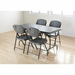 Deals 🛒 Iceberg Rough 'N Ready Folding Chairs, Plastic, Charcoal, Seat: 18 3/4"W X 21 1/2"D, Back: 18 3/4"W X 20 1/4"H ✨ -Advantage Shop s0831187 s7