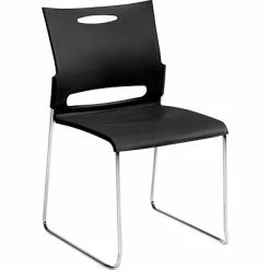 Best Sale 😉 Stacking Chairs Offices To Go Plastic Armless Stacking Chair, Black/Chrome, 4/Pk (TDOTG11310B) 👍