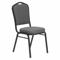 Promo 😀 National Public Seating Stacking Chairs NPS 9300 Series Deluxe Fabric Upholstered Stack Chair, Natural Graystone/Black Sandtex, 4 Pack (9362-BT/4) 🧨