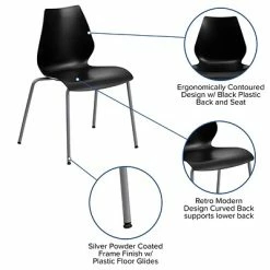 Buy 🥰 Stacking Chairs Flash Furniture Hercules Series Polypropylene Stackable Chair With Silver Frame, Black (RUT288BK) 🧨 -Advantage Shop sp109852525 s7
