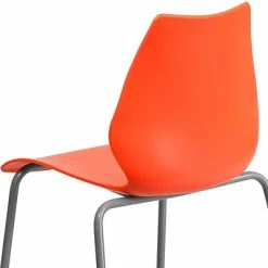 New ✔️ Stacking Chairs Flash Furniture Hercules Series Polypropylene Stackable Chair With Silver Frame, Orange 😀 -Advantage Shop sp109852655 s7