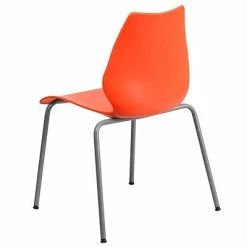 New ✔️ Stacking Chairs Flash Furniture Hercules Series Polypropylene Stackable Chair With Silver Frame, Orange 😀 -Advantage Shop sp109852743 s7