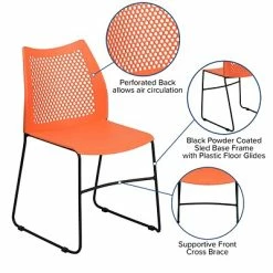 Brand new 😍 Stacking Chairs Flash Furniture Hercules Series Plastic Stack Chair, Orange (RUT498AORANGEGG) 👏 -Advantage Shop sp109937683 s7