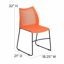 Brand new 😍 Stacking Chairs Flash Furniture Hercules Series Plastic Stack Chair, Orange (RUT498AORANGEGG) 👏 -Advantage Shop sp109937685 s7