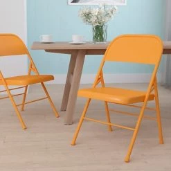 Coupon 🎉 Folding Chairs Flash Furniture HERCULES COLORBURST Series Orange Marmalade Double Hinged Metal Folding Chair (HF3-ORANGE-GG) 🥰 -Advantage Shop sp111678725 s7