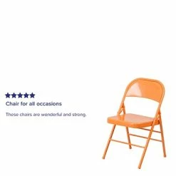 Coupon 🎉 Folding Chairs Flash Furniture HERCULES COLORBURST Series Orange Marmalade Double Hinged Metal Folding Chair (HF3-ORANGE-GG) 🥰 -Advantage Shop sp111678815 s7