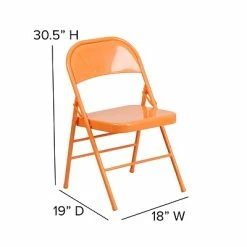 Coupon 🎉 Folding Chairs Flash Furniture HERCULES COLORBURST Series Orange Marmalade Double Hinged Metal Folding Chair (HF3-ORANGE-GG) 🥰 -Advantage Shop sp111678817 s7
