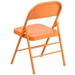 Coupon 🎉 Folding Chairs Flash Furniture HERCULES COLORBURST Series Orange Marmalade Double Hinged Metal Folding Chair (HF3-ORANGE-GG) 🥰 -Advantage Shop sp111678818 s7