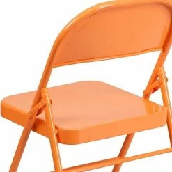Coupon 🎉 Folding Chairs Flash Furniture HERCULES COLORBURST Series Orange Marmalade Double Hinged Metal Folding Chair (HF3-ORANGE-GG) 🥰 -Advantage Shop sp111678819 s7