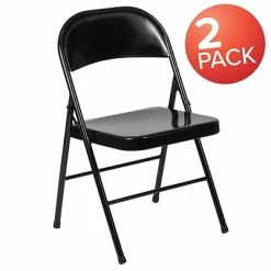 Outlet 🎉 Folding & Stacking Chairs Flash Furniture HERCULES Series Metal Folding Chair, Black, 2/Pack (2BDF002BK) 🔔 -Advantage Shop sp112116853 s7
