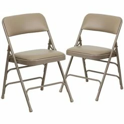New 🛒 Folding & Stacking Chairs Flash Furniture HERCULES Series Vinyl Banquet/Reception Chair, Beige, 2/Pack (2HAMC309AVBGE) ⌛