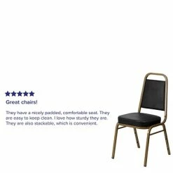 New 🎁 Flash Furniture HERCULES Trapezoidal Back Banquet Chairs W/Black Vinyl & Gold Frame, 4/Pack 💯 -Advantage Shop sp123069760 s7