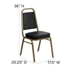 New 🎁 Flash Furniture HERCULES Trapezoidal Back Banquet Chairs W/Black Vinyl & Gold Frame, 4/Pack 💯 -Advantage Shop sp123069762 s7