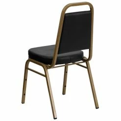 New 🎁 Flash Furniture HERCULES Trapezoidal Back Banquet Chairs W/Black Vinyl & Gold Frame, 4/Pack 💯 -Advantage Shop sp123069763 s7