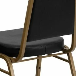 New 🎁 Flash Furniture HERCULES Trapezoidal Back Banquet Chairs W/Black Vinyl & Gold Frame, 4/Pack 💯 -Advantage Shop sp123069764 s7