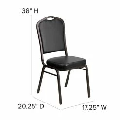 Outlet ✔️ Flash Furniture HERCULES Banquet Chairs W/Black Vinyl & Gold Vein Frame, 4/Pack 💯 -Advantage Shop sp123070326 s7