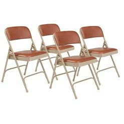 Top 10 ✔️ National Public Seating NPS 1200 Series Vinyl Padded Premium Folding Chairs, Honey Brown/Beige, 4 Pack (1203/4) 😀