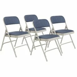 Hot Sale โญ National Public Seating NPS 2200 Series Fabric Padded Premium Folding Chairs, Imperial Blue/Gray, 4 Pack (2205/4) ๐
