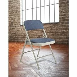 Hot Sale ⭐ National Public Seating NPS 2200 Series Fabric Padded Premium Folding Chairs, Imperial Blue/Gray, 4 Pack (2205/4) 🎉 -Advantage Shop sp130557468 s7