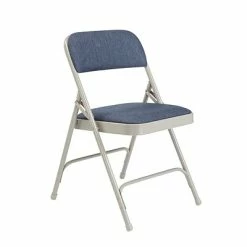 Hot Sale ⭐ National Public Seating NPS 2200 Series Fabric Padded Premium Folding Chairs, Imperial Blue/Gray, 4 Pack (2205/4) 🎉 -Advantage Shop sp130557469 s7