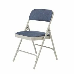 Hot Sale ⭐ National Public Seating NPS 2200 Series Fabric Padded Premium Folding Chairs, Imperial Blue/Gray, 4 Pack (2205/4) 🎉 -Advantage Shop sp130557470 s7