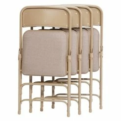 Budget 🎉 National Public Seating NPS 2300 Series Fabric Padded Triple Brace Double Hinge Premium Folding Chairs, Cafe Beige/Beige, 4 Pack (2301/4) 🔔 -Advantage Shop sp130557490 s7