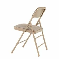 Budget 🎉 National Public Seating NPS 2300 Series Fabric Padded Triple Brace Double Hinge Premium Folding Chairs, Cafe Beige/Beige, 4 Pack (2301/4) 🔔 -Advantage Shop sp130557493 s7