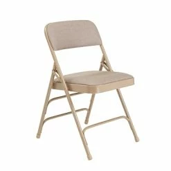 Budget 🎉 National Public Seating NPS 2300 Series Fabric Padded Triple Brace Double Hinge Premium Folding Chairs, Cafe Beige/Beige, 4 Pack (2301/4) 🔔 -Advantage Shop sp130557498 s7