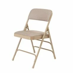 Budget 🎉 National Public Seating NPS 2300 Series Fabric Padded Triple Brace Double Hinge Premium Folding Chairs, Cafe Beige/Beige, 4 Pack (2301/4) 🔔 -Advantage Shop sp130557499 s7