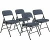 Outlet ✔️ National Public Seating NPS 2300 Series Fabric Padded Triple Brace, Double Hinge Premium Folding Chairs, Imperial Blue, 4 Pack (2304/4) 🎁