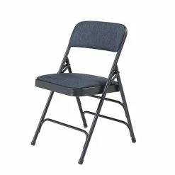 Outlet ✔️ National Public Seating NPS 2300 Series Fabric Padded Triple Brace, Double Hinge Premium Folding Chairs, Imperial Blue, 4 Pack (2304/4) 🎁 -Advantage Shop sp130557524 s7