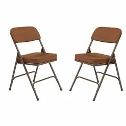 Brand new 😀 National Public Seating NPS 3200 Series Premium 2" Fabric Padded Folding Chairs, Antique Gold/Brown, 2 Pack (3219/2) ⌛