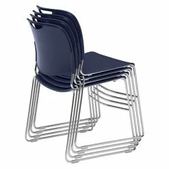 Hot Sale 🎁 National Public Seating Stacking Chairs NPS 8500 Series HI-Tech Ultra-Compact Plastic Seat/Back Stack Chair, Navy Blue/Chrome, 4 Pack (8505/4) 🥰 -Advantage Shop sp130557598 s7