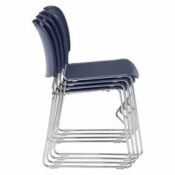 Hot Sale 🎁 National Public Seating Stacking Chairs NPS 8500 Series HI-Tech Ultra-Compact Plastic Seat/Back Stack Chair, Navy Blue/Chrome, 4 Pack (8505/4) 🥰 -Advantage Shop sp130557600 s7