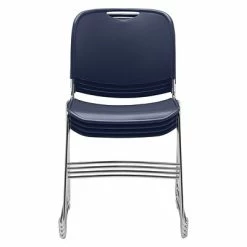 Hot Sale 🎁 National Public Seating Stacking Chairs NPS 8500 Series HI-Tech Ultra-Compact Plastic Seat/Back Stack Chair, Navy Blue/Chrome, 4 Pack (8505/4) 🥰 -Advantage Shop sp130557601 s7