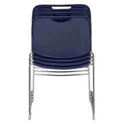 Hot Sale 🎁 National Public Seating Stacking Chairs NPS 8500 Series HI-Tech Ultra-Compact Plastic Seat/Back Stack Chair, Navy Blue/Chrome, 4 Pack (8505/4) 🥰 -Advantage Shop sp130557606 s7