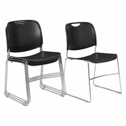 Wholesale 🎁 National Public Seating Stacking Chairs NPS 8500 Series HI-Tech Ultra-Compact Plastic Seat/Back Stack Chair, Black/Chrome, 4 Pack (8510/4) ⌛