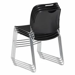 Wholesale 🎁 National Public Seating Stacking Chairs NPS 8500 Series HI-Tech Ultra-Compact Plastic Seat/Back Stack Chair, Black/Chrome, 4 Pack (8510/4) ⌛ -Advantage Shop sp130557609 s7