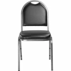 Flash Sale 🧨 National Public Seating Stacking Chairs NPS 9200 Series Dome-Back Vinyl Padded Stack Chair, Panther Black/Silvervein, 4 Pack (9210-SV/4) ✔️ -Advantage Shop sp130557660 s7