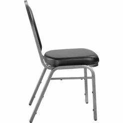 Flash Sale 🧨 National Public Seating Stacking Chairs NPS 9200 Series Dome-Back Vinyl Padded Stack Chair, Panther Black/Silvervein, 4 Pack (9210-SV/4) ✔️ -Advantage Shop sp130557661 s7