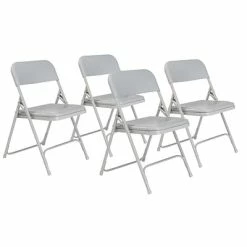 Discount 🥰 National Public Seating 800 Series Premium Lightweight Steel Frame Plastic Folding Chairs, Gray, 4 Pack (802/4) 🎁