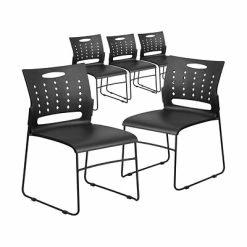 New ❤️ Stacking & Folding Chairs Flash Furniture Hercules Plastic Stacking Chair, Black, 5/Pack (5RUT2BK) 🎉
