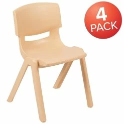 Best Sale ❤️ Stacking & Folding Chairs Flash Furniture Plastic Student Stacking Chair, Natural, 4-Pieces (4YUYCX4004NAT) ⌛ -Advantage Shop sp133537570 s7