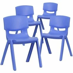 Outlet 🥰 Stacking & Folding Chairs Flash Furniture Plastic Student Stacking Chair, Blue, 4-Pieces (4YUYCX4004BLUE) 🥰