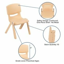Deals 🎁 Stacking & Folding Chairs Flash Furniture Plastic Student Stacking Chair, Natural, 4-Pieces (4YUYCX4001NAT) 🔥 -Advantage Shop sp133537731 s7