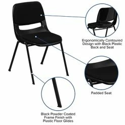 Brand new 🎉 Stacking Chairs Flash Furniture HERCULES Plastic Shell Stack Chair, Black (RUTEO101PADGG) 🤩 -Advantage Shop sp134594348 s7
